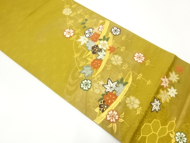 JAPANESE FUKURO OBI / EMBROIDERY / MAPLE LEAVES